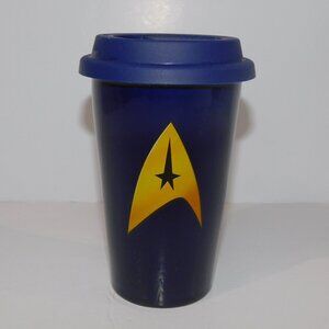 2013 Star Trek Movie TV Show Symbol Blue Ceramic Travel Tumbler Mug 6"